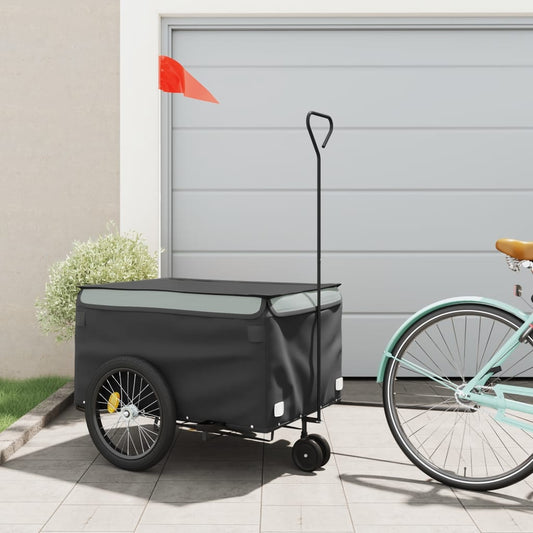 vidaXL Remorque de vélo noir et gris 45 kg fer