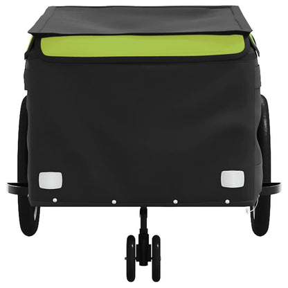 vidaXL Remorque de vélo noir et vert 45 kg fer