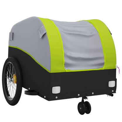 vidaXL Remorque de vélo noir et vert 30 kg fer