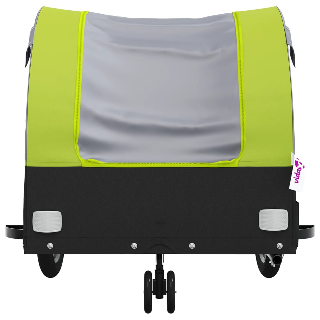 vidaXL Remorque de vélo noir et vert 30 kg fer