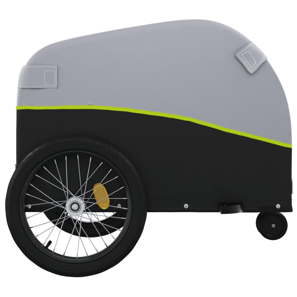 vidaXL Remorque de vélo noir et vert 30 kg fer