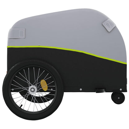 vidaXL Remorque de vélo noir et vert 30 kg fer