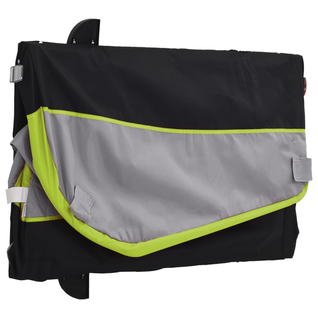 vidaXL Remorque de vélo noir et vert 30 kg fer