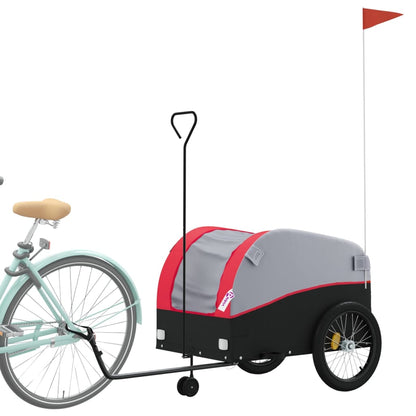 vidaXL Remorque de vélo noir et rouge 45 kg fer