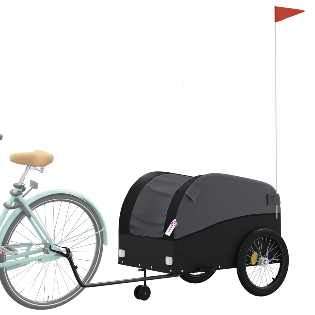 vidaXL Remorque de vélo noir 45 kg fer