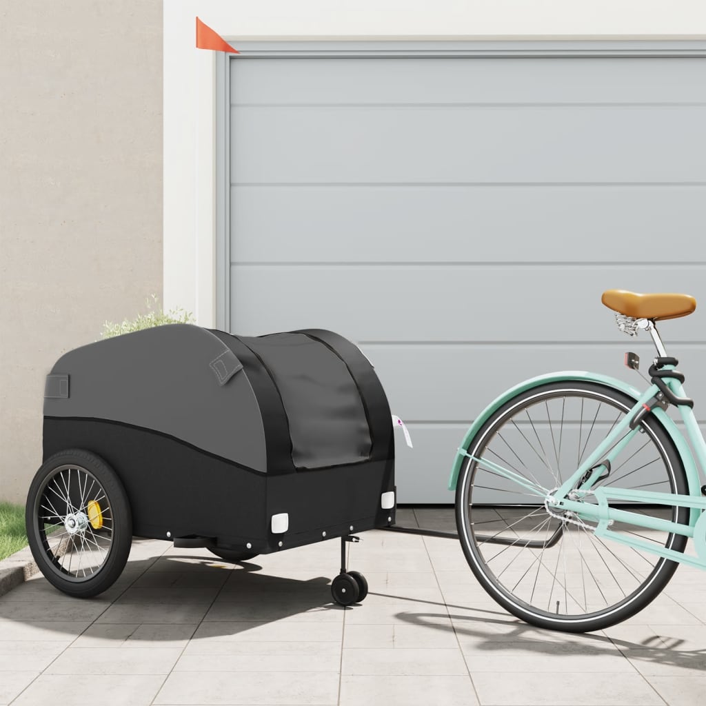 vidaXL Remorque de vélo noir 45 kg fer