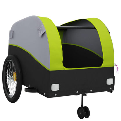 vidaXL Remorque de vélo noir et vert 45 kg fer