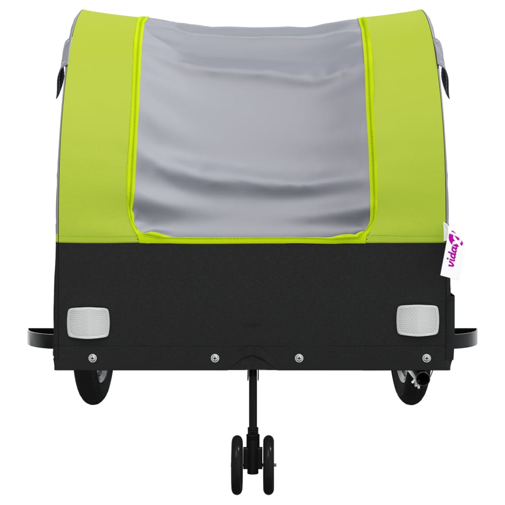 vidaXL Remorque de vélo noir et vert 45 kg fer