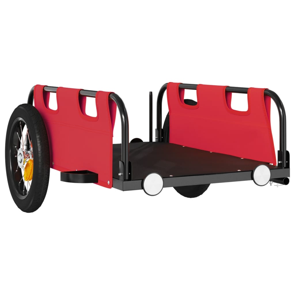 vidaXL Remorque de vélo rouge tissu oxford et fer