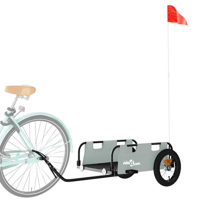 vidaXL Remorque de vélo gris tissu oxford et fer