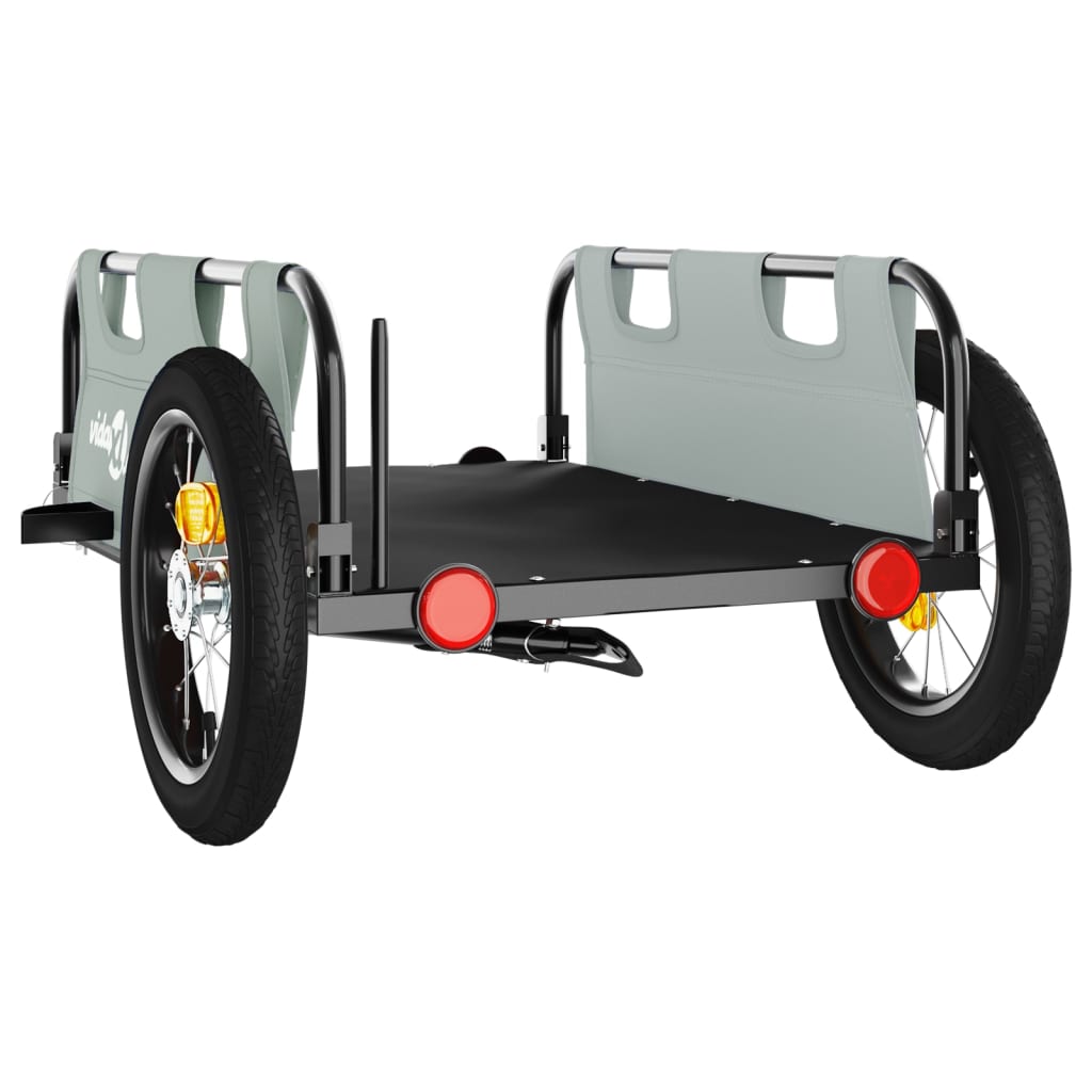 vidaXL Remorque de vélo gris tissu oxford et fer