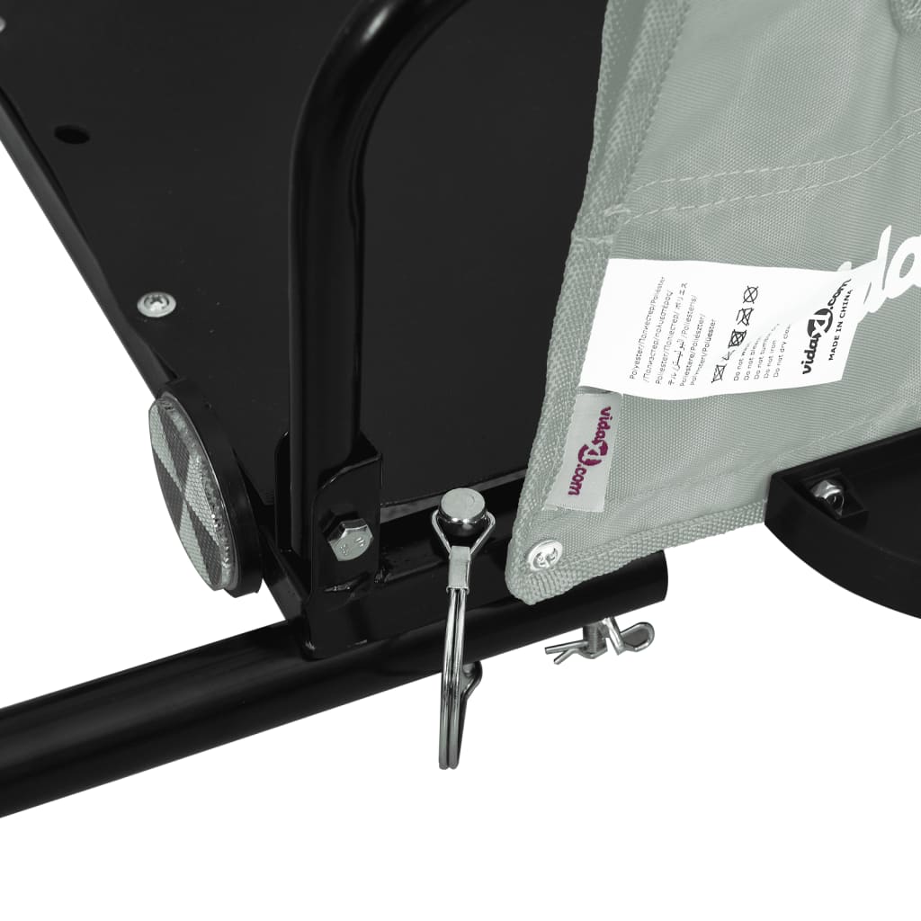 vidaXL Remorque de vélo gris tissu oxford et fer