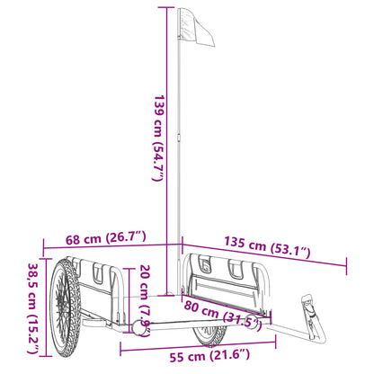 vidaXL Remorque de vélo gris tissu oxford et fer