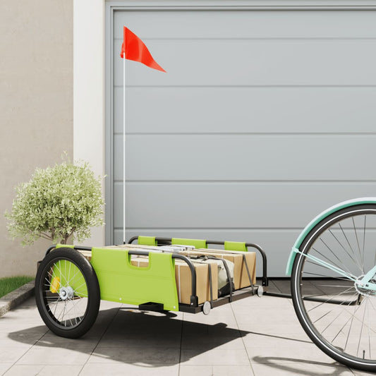 vidaXL Remorque de vélo vert tissu oxford et fer