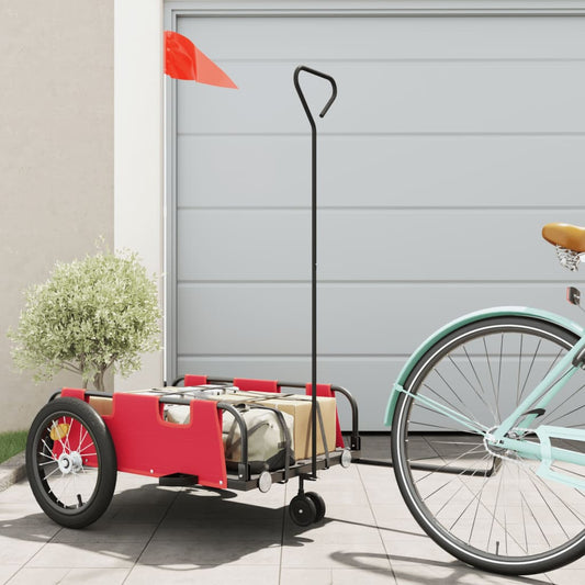 vidaXL Remorque de vélo rouge tissu oxford et fer