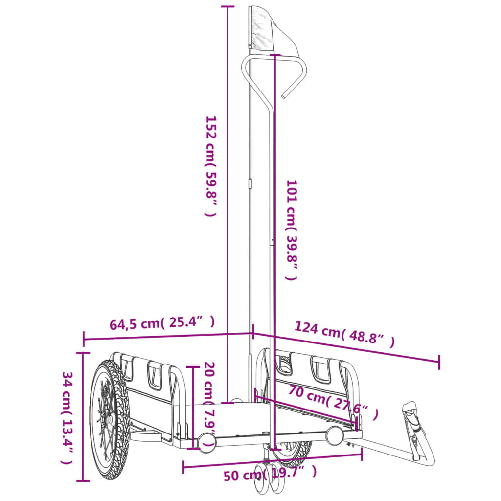 vidaXL Remorque de vélo vert tissu oxford et fer