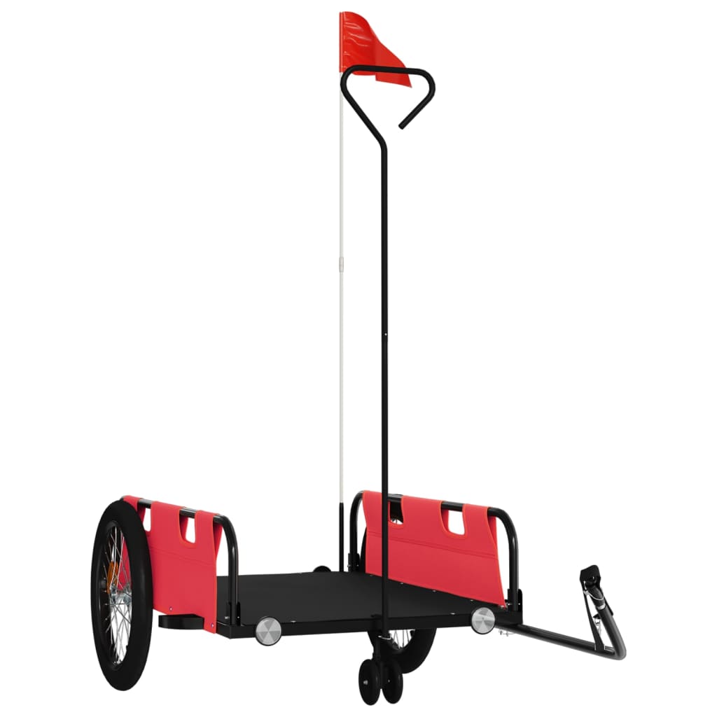 vidaXL Remorque de vélo rouge et noir tissu oxford et fer