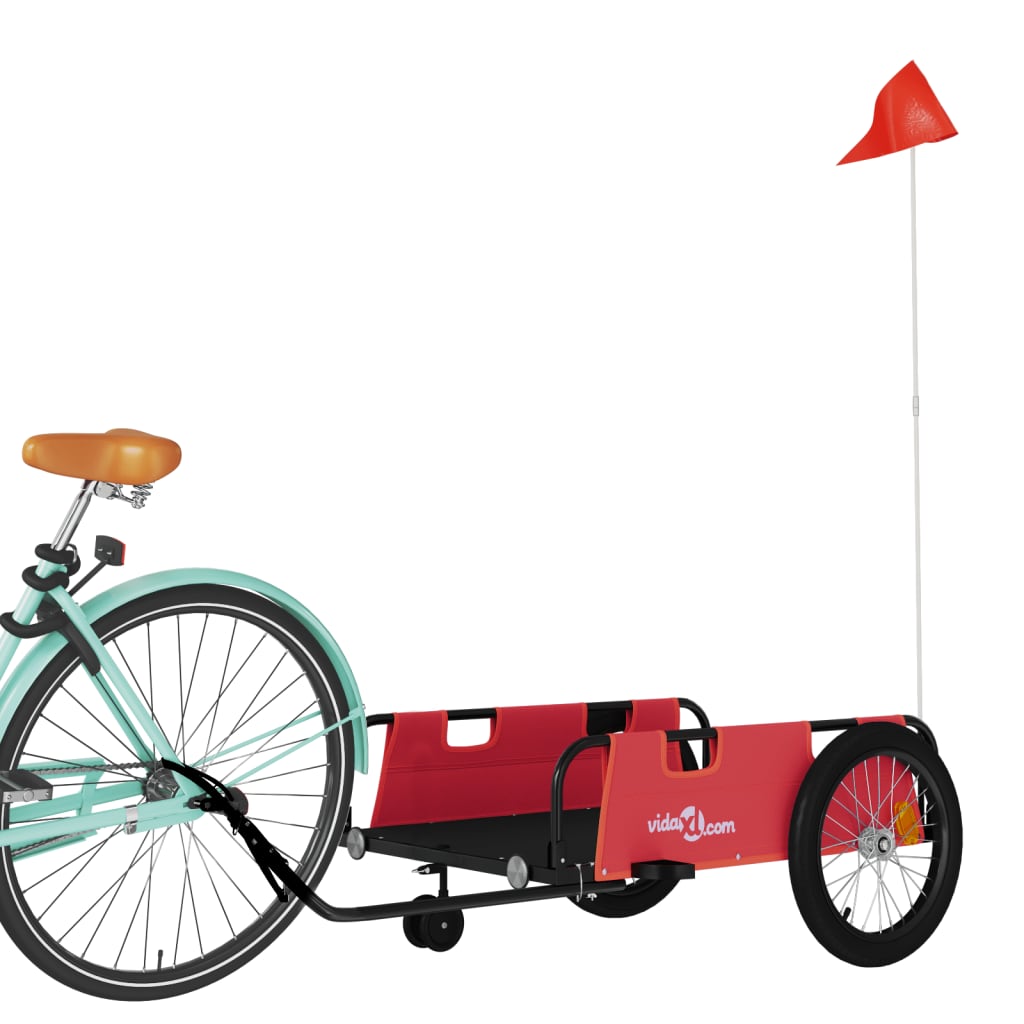 vidaXL Remorque de vélo rouge et noir tissu oxford et fer