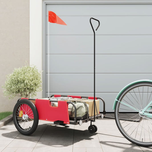 vidaXL Remorque de vélo rouge et noir tissu oxford et fer