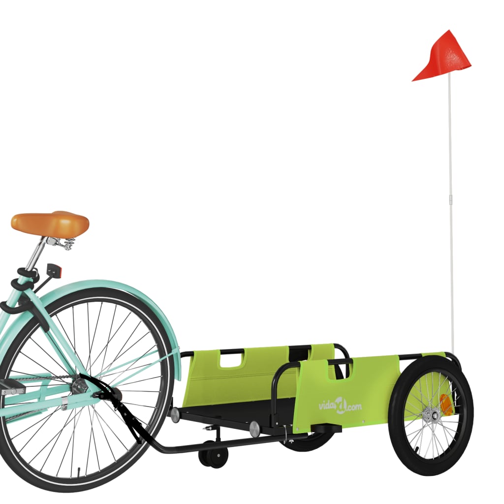 vidaXL Remorque de vélo vert et noir tissu oxford et fer
