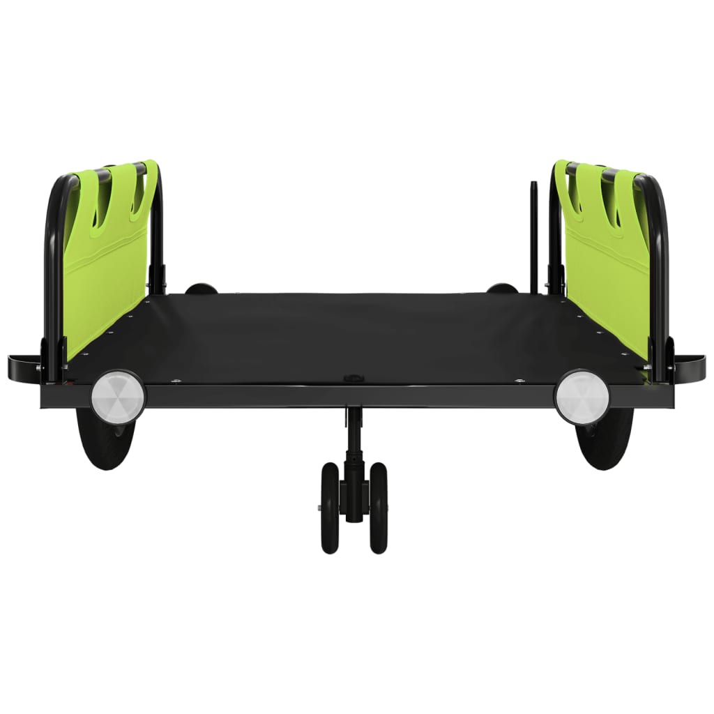vidaXL Remorque de vélo vert et noir tissu oxford et fer