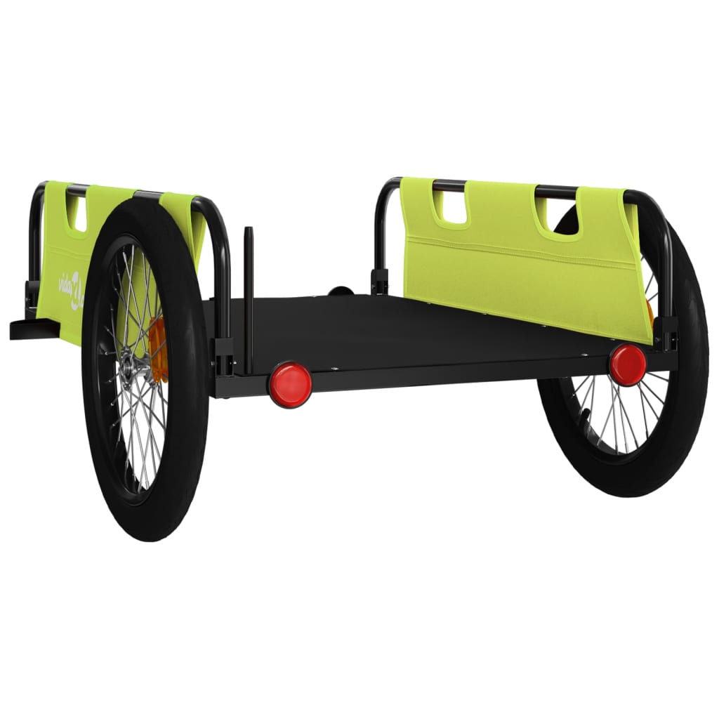 vidaXL Remorque de vélo vert et noir tissu oxford et fer