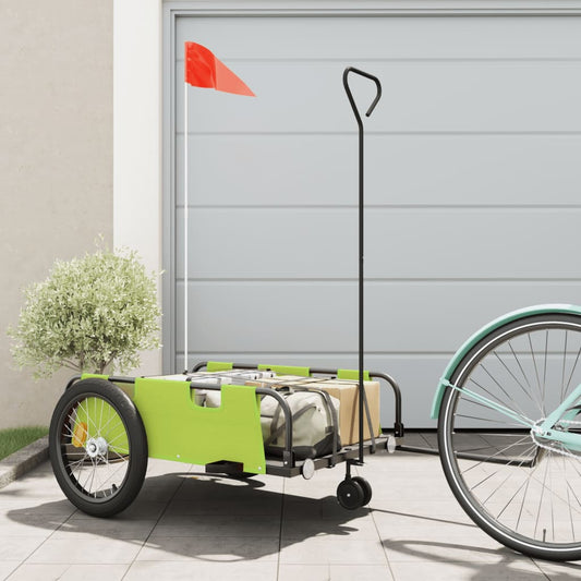 vidaXL Remorque de vélo vert et noir tissu oxford et fer