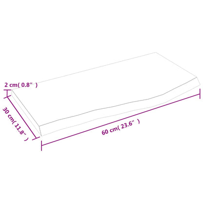 vidaXL Comptoir de salle de bain marron clair 60x30x2 cm bois traité