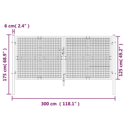 vidaXL Portal de jardin maille argenté 300x175 cm acier galvanisé