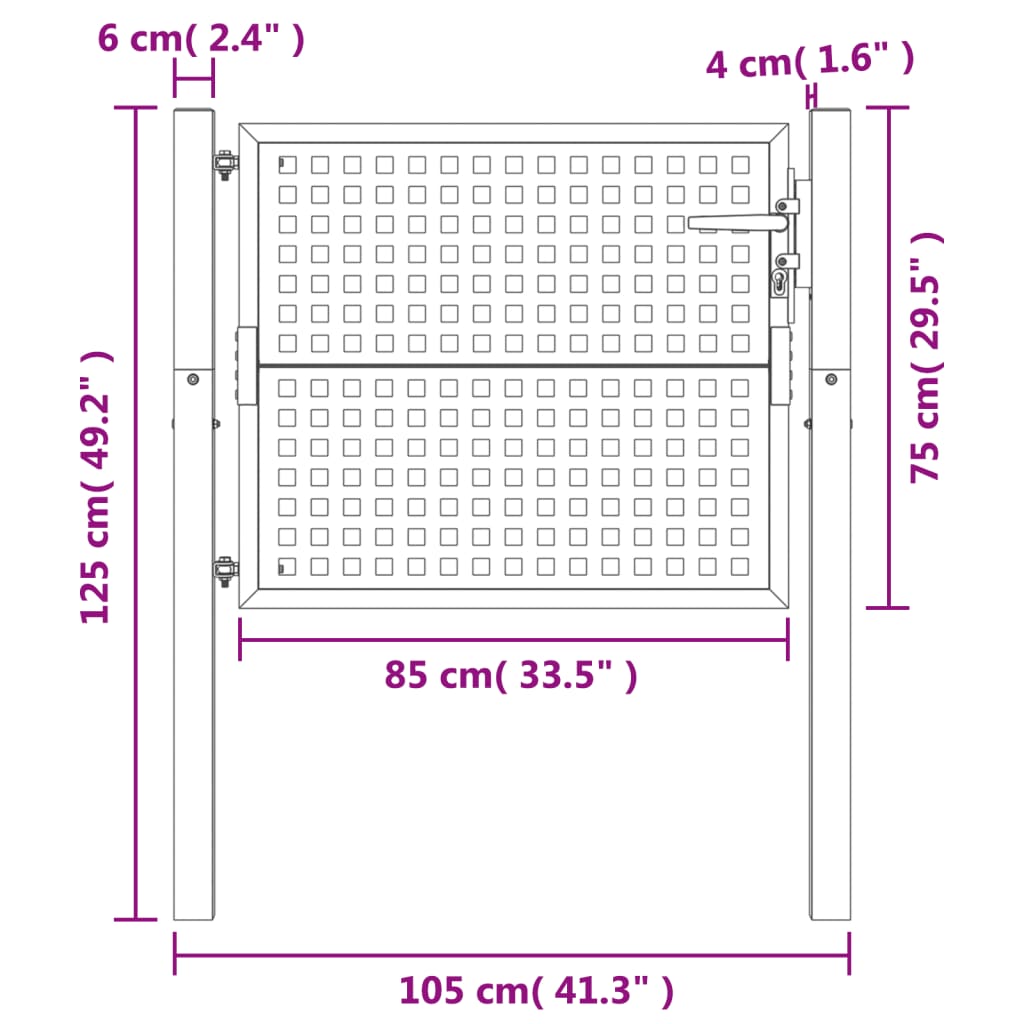 vidaXL Portail de jardin anthracite 105x125 cm acier
