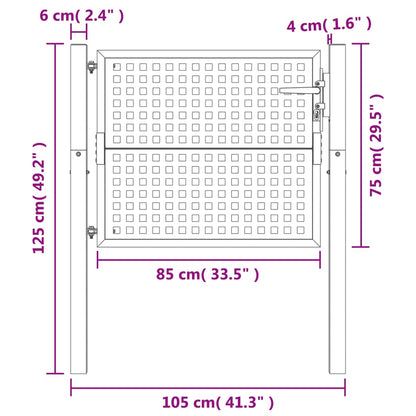 vidaXL Portail de jardin anthracite 105x125 cm acier
