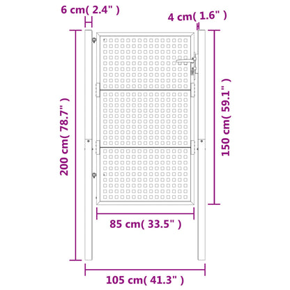 vidaXL Portail de jardin anthracite 105 x 200 cm acier