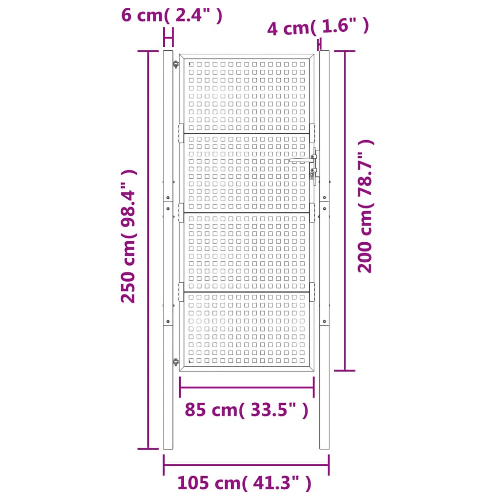 vidaXL Portail de jardin anthracite 105x250 cm acier