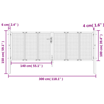 vidaXL Portail de jardin anthracite 300 x 150 cm acier