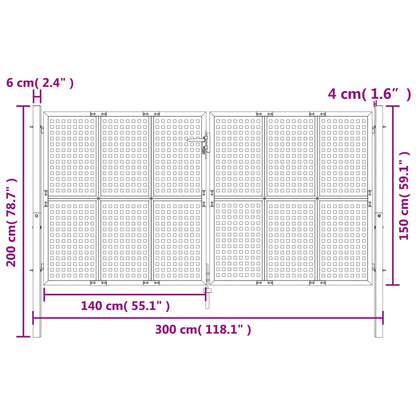 vidaXL Portail de jardin anthracite 300 x 150 cm acier