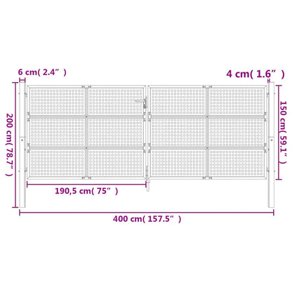 vidaXL Portail de jardin anthracite 400x150 cm acier