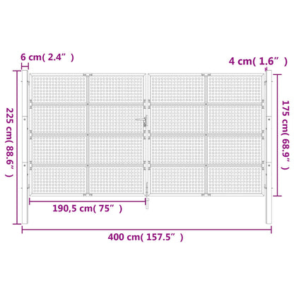vidaXL Portail de jardin anthracite 400x175 cm acier