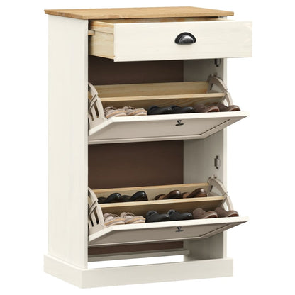 vidaXL Armoire à chaussures VIGO 60x35x96 cm blanc bois massif de pin