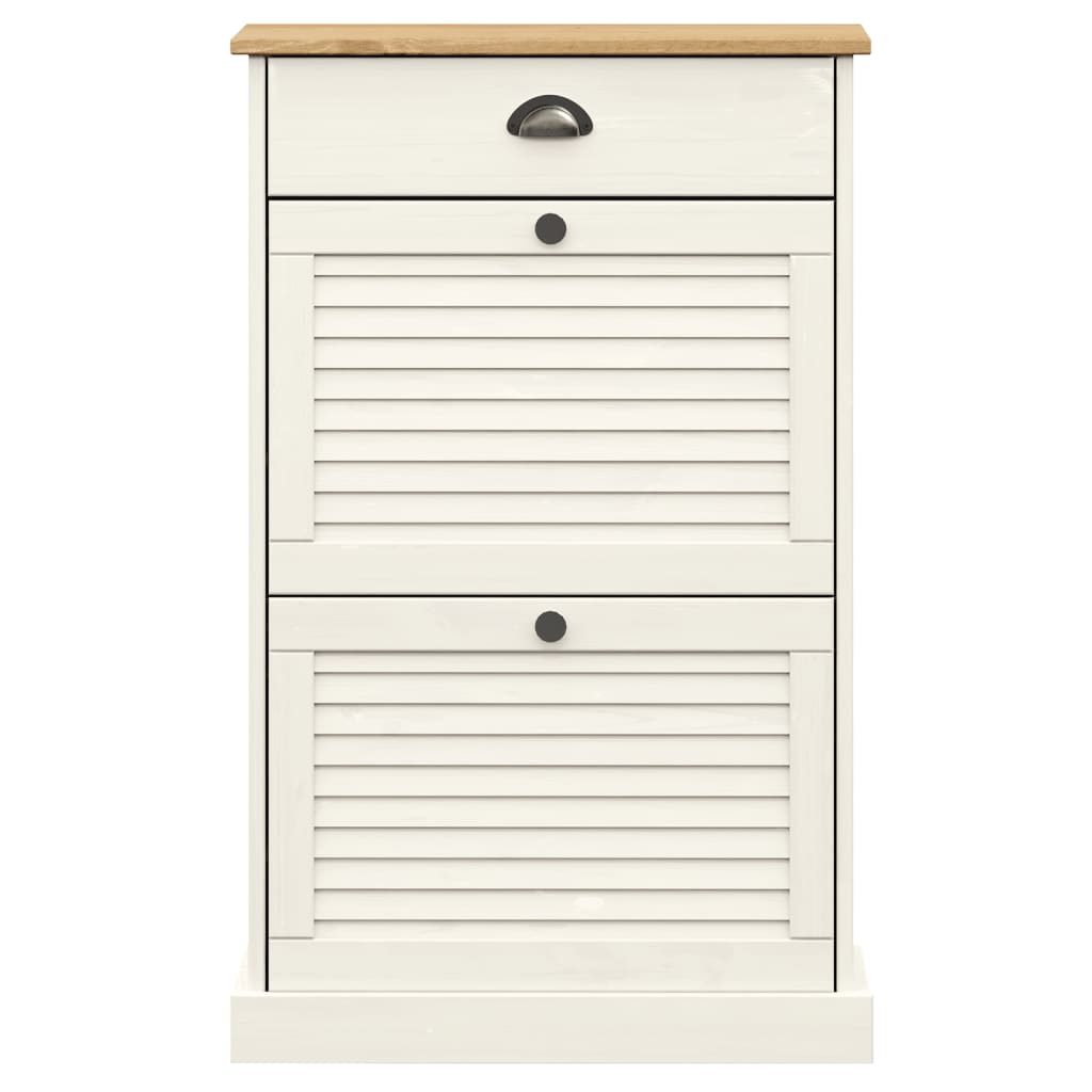 vidaXL Armoire à chaussures VIGO 60x35x96 cm blanc bois massif de pin