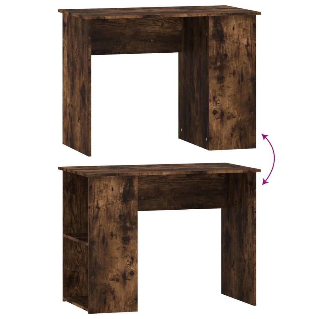 vidaXL Bureau chêne fumé 100x55x75 cm bois d'ingénierie