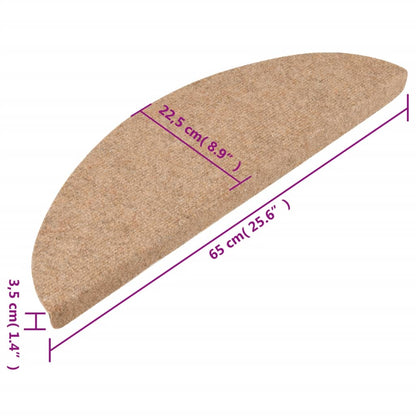 vidaXL Tapis d'escalier auto-adhésifs 10 pcs beige 65x22,5x3,5 cm