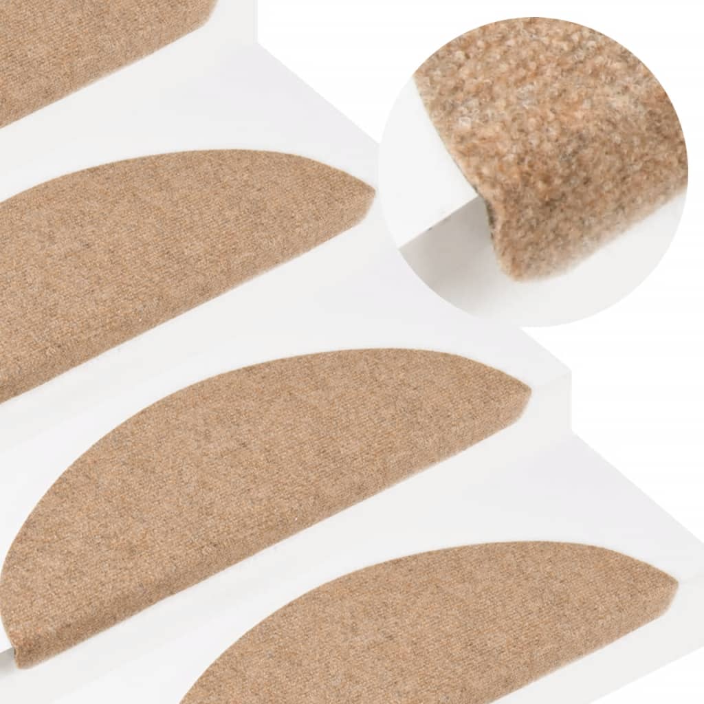 vidaXL Tapis d'escalier auto-adhésifs 10 pcs beige 65x22,5x3,5 cm