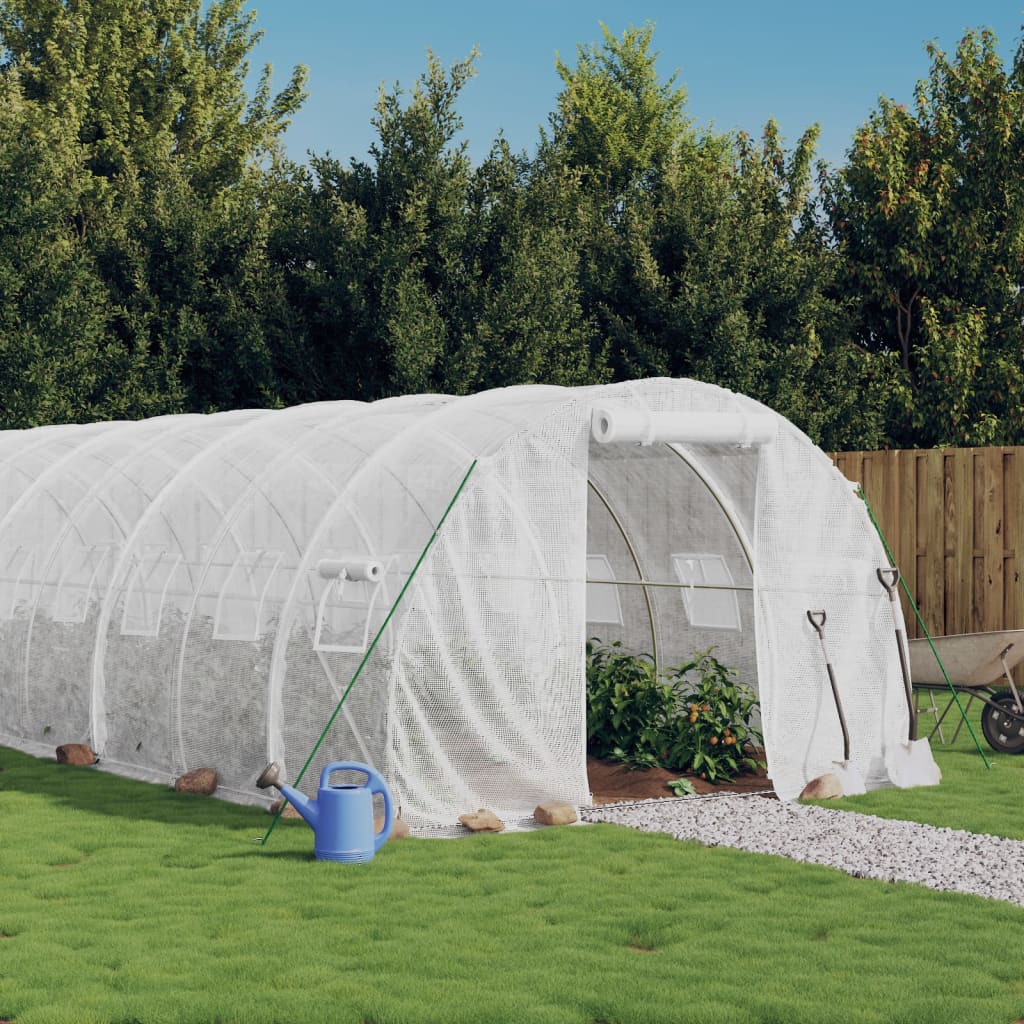 vidaXL Serre avec cadre en acier blanc 18 m² 6x3x2 m