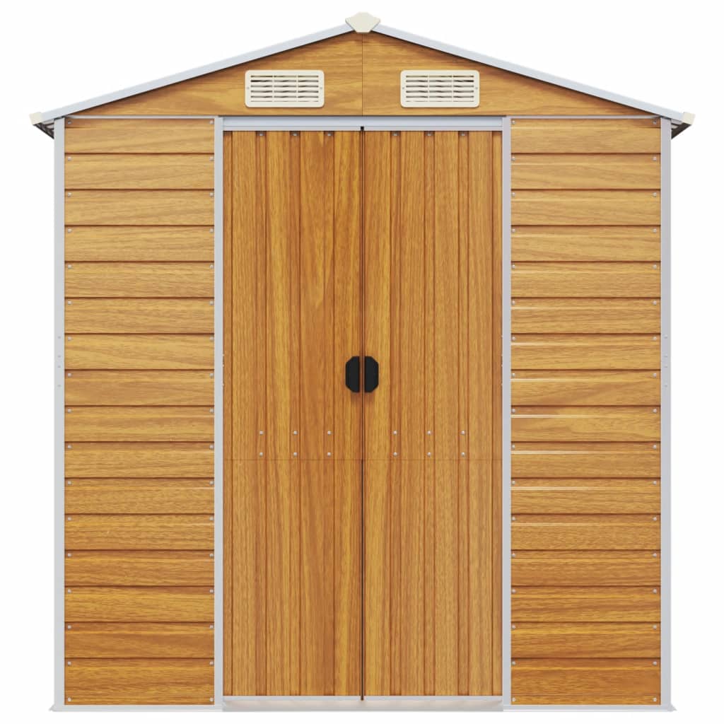 vidaXL Abri de jardin marron clair 191x555x198 cm acier galvanisé