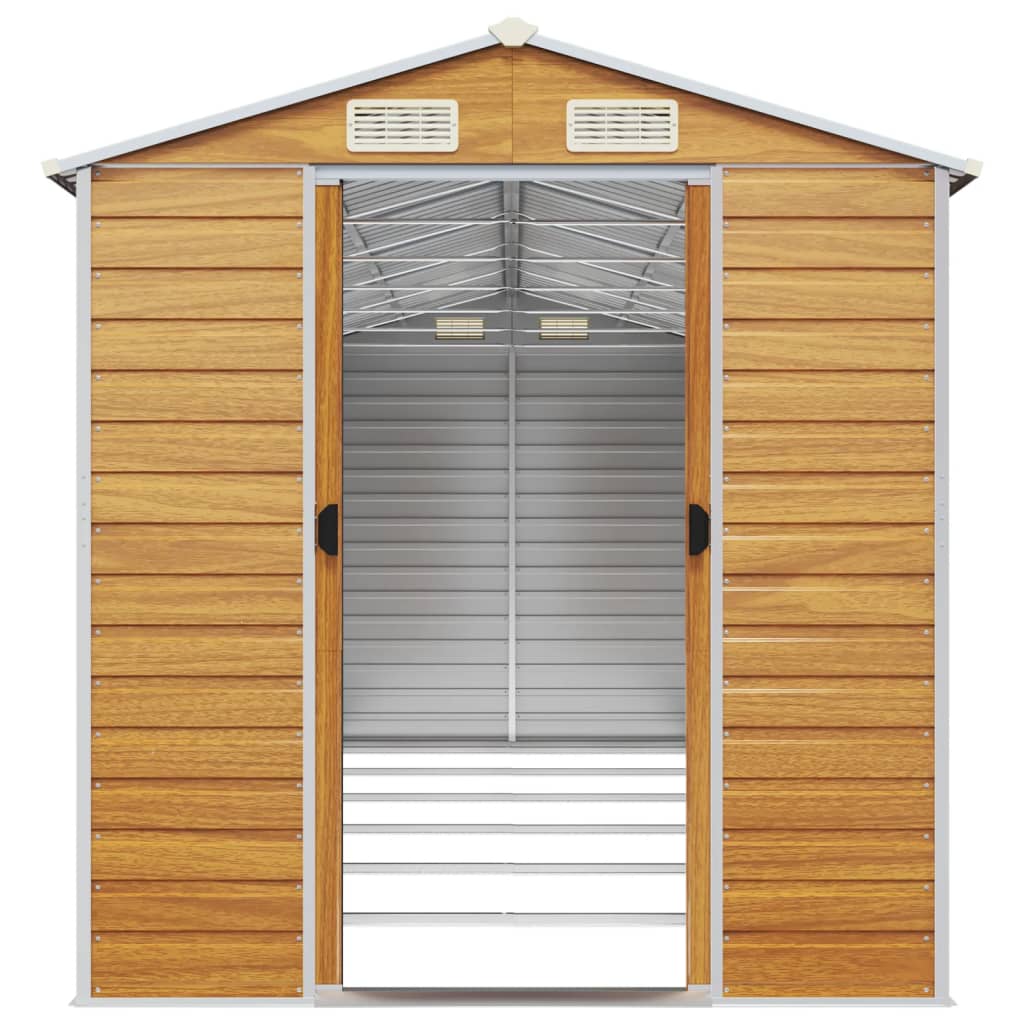 vidaXL Abri de jardin marron clair 191x555x198 cm acier galvanisé