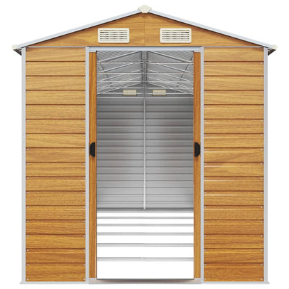 vidaXL Abri de jardin marron clair 191x555x198 cm acier galvanisé