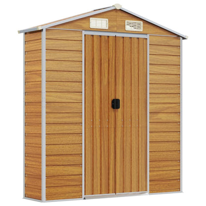 vidaXL Abri de jardin marron clair 191x555x198 cm acier galvanisé