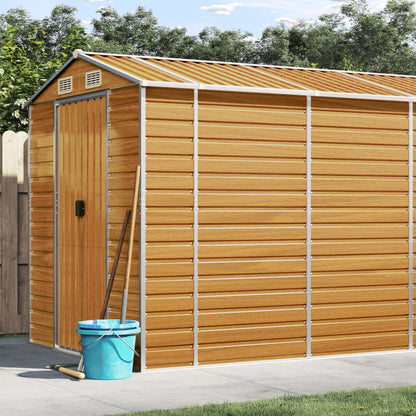 vidaXL Abri de jardin marron clair 191x555x198 cm acier galvanisé