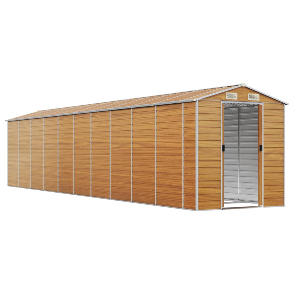 vidaXL Abri de jardin marron clair 191x895x198 cm acier galvanisé