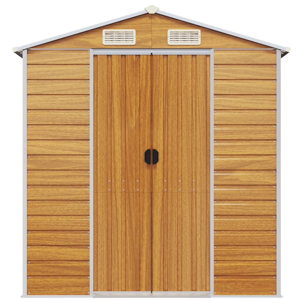 vidaXL Abri de jardin marron clair 191x895x198 cm acier galvanisé